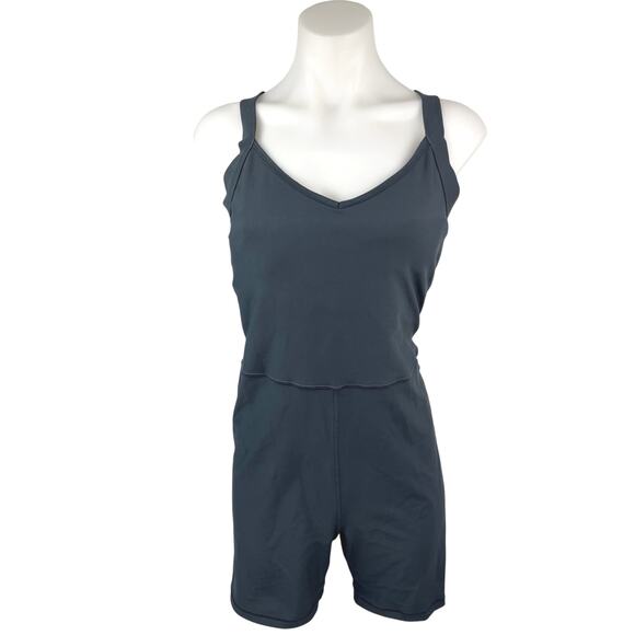Old Navy Active Powersoft Black V-neck Racerback Bodysuit Jumpsuit Romper Size L - Picture 1 of 4